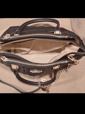 GUESS Black Quilted Satchel